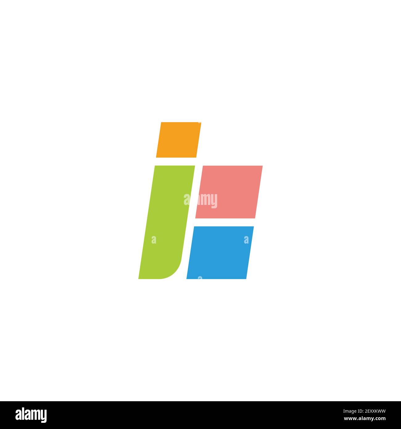 abstract letter ib simple boxes geometric colorful line logo vector Stock Vector