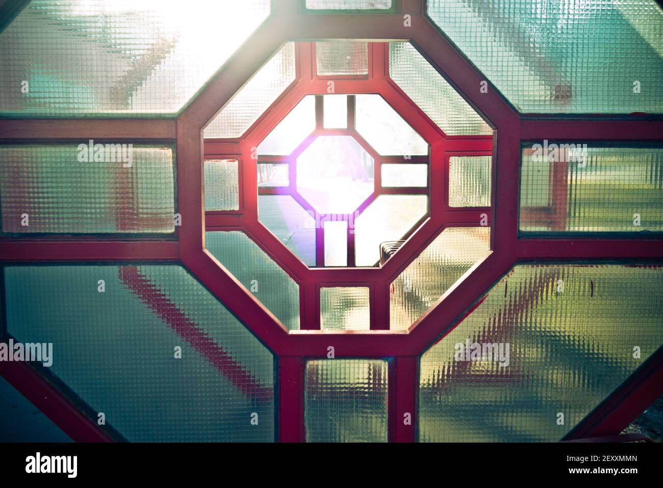 abstract background minimalist with light flare and pattern of geometric shapes Stock Photo