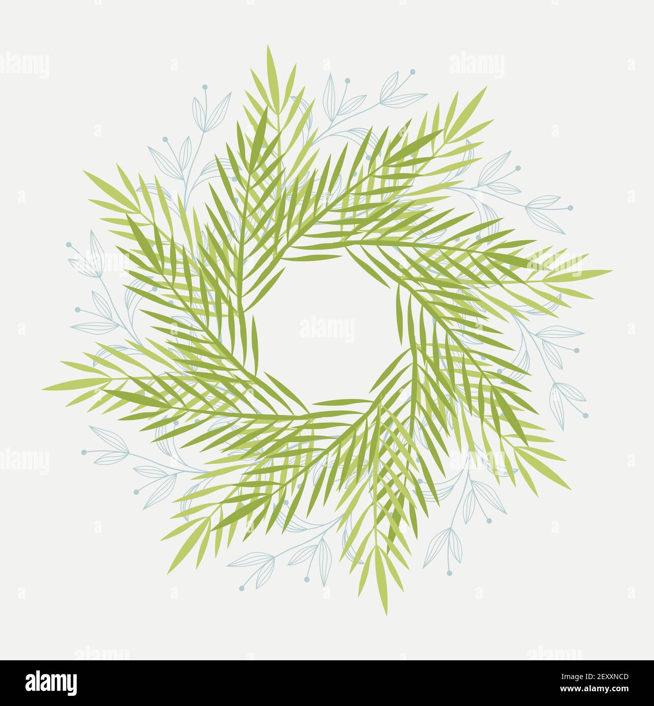 Radial fern vector pattern on a light background Stock Vector