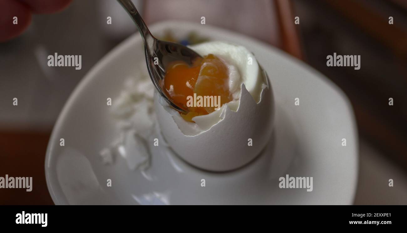 undercooked eggs for breakfast Stock Photo Alamy