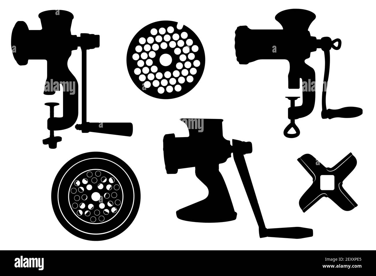 Set of different meat grinders isolated on white Stock Photo Alamy