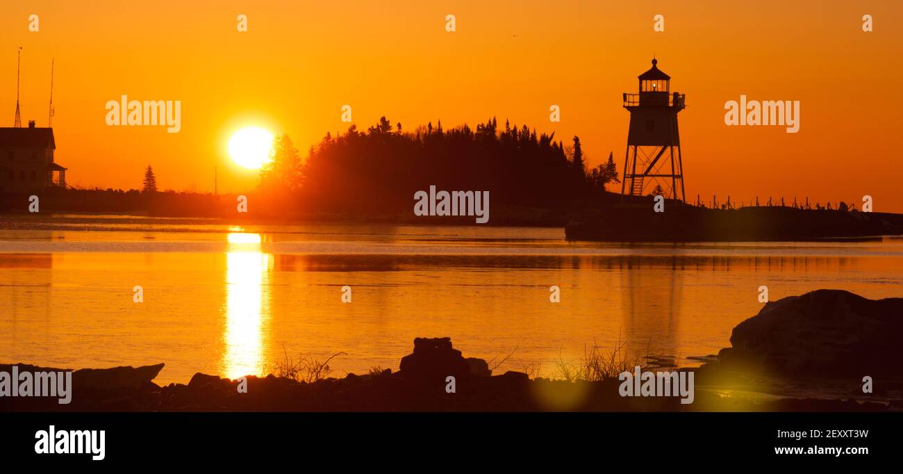 Morning Light Harbor Grand Marais Lighthouse Lake Superior Minnesota