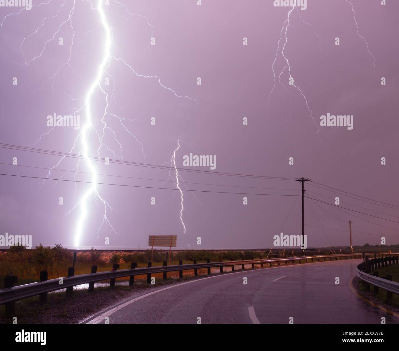 Huge Lightning Bolt Strike Storm Chaser Gulf of Mexico Stock Photo Alamy