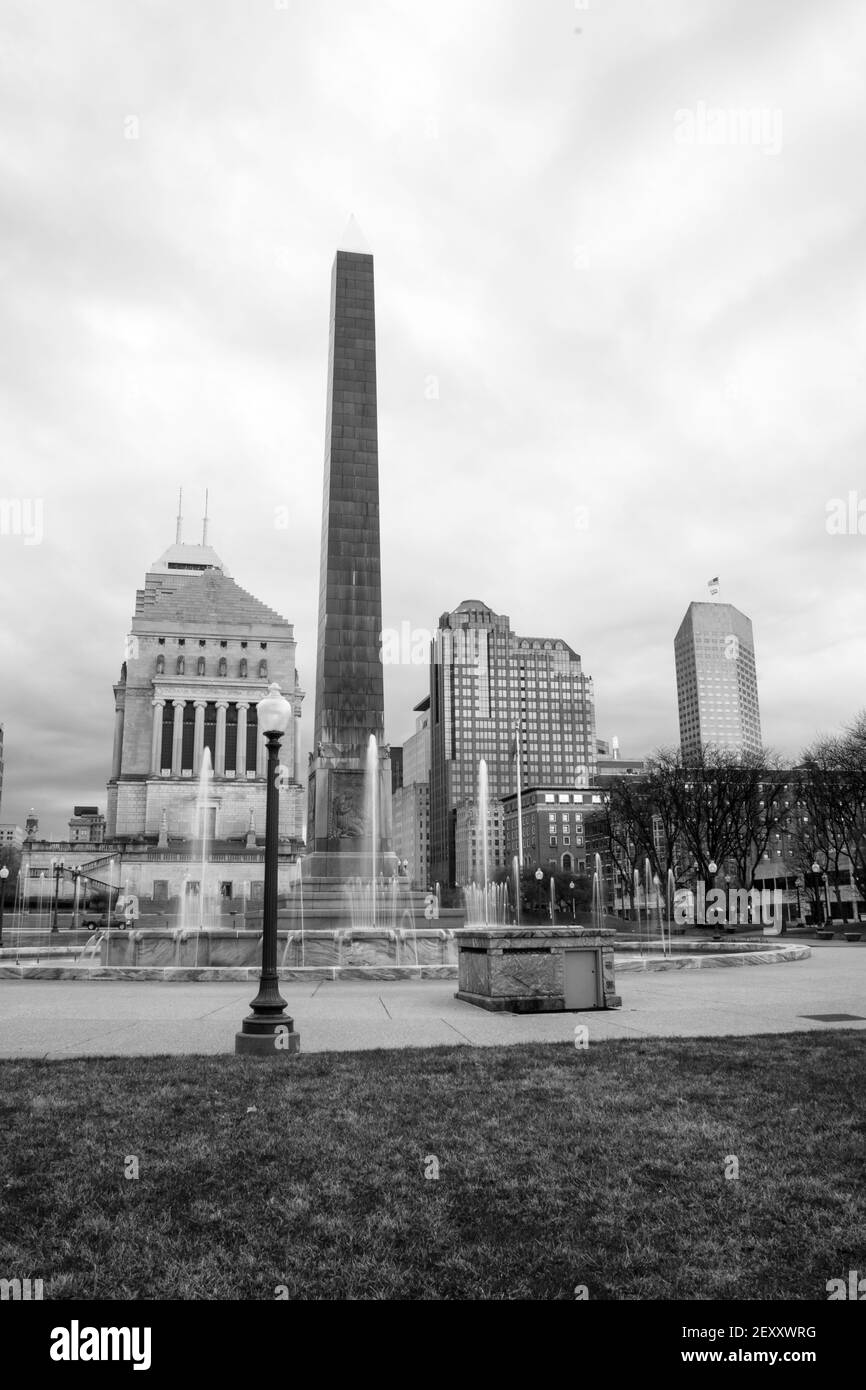 Indianapolis Indianna Downtown City Skyline War Memorial Park Fountain