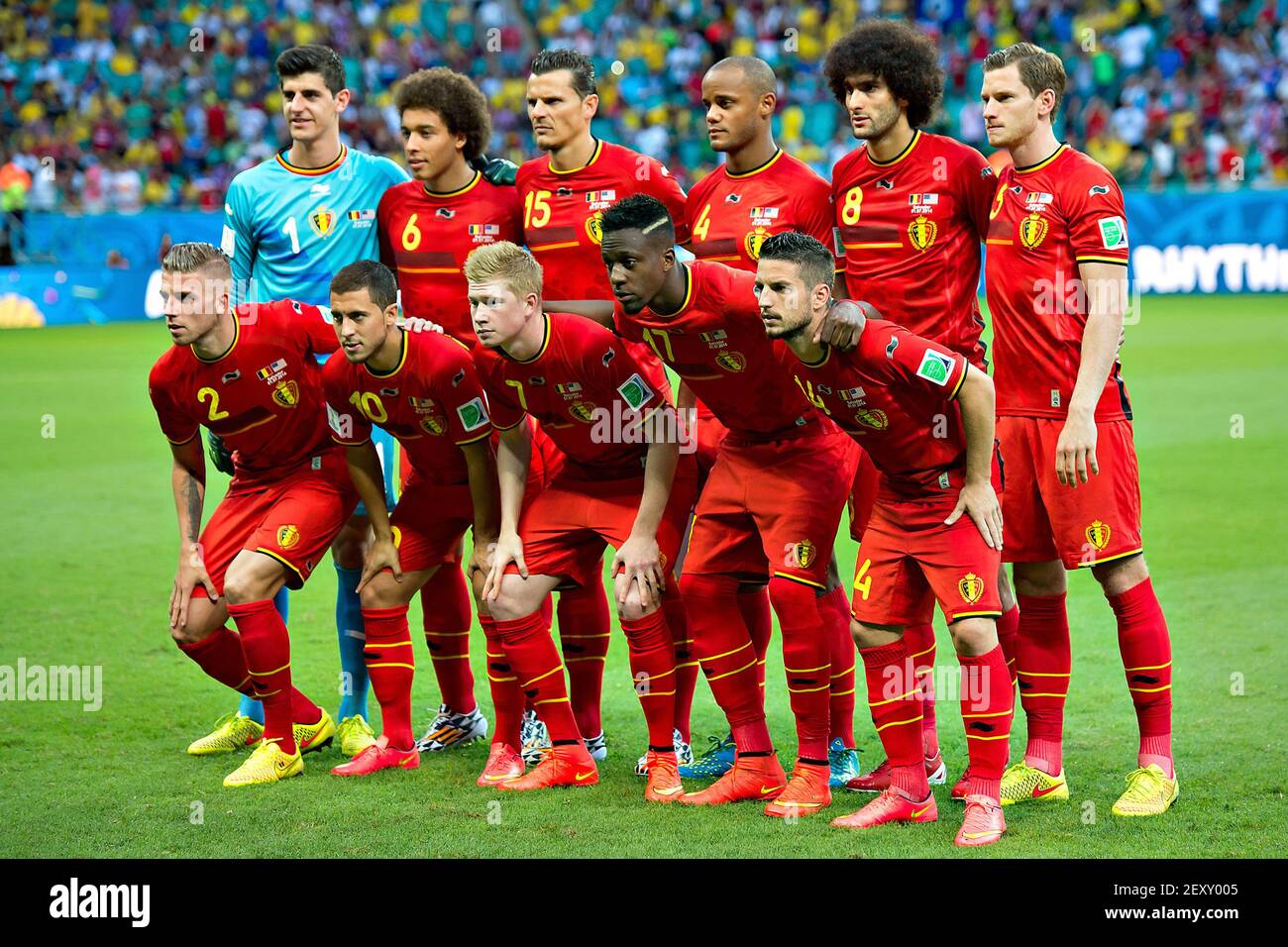 Belgium's team during the 2014 FIFA World Cup, Round of 16, soccer match  between Belgium and USA, in Arena Fonte Nova Stadium in Salvador, Brazil,  on July 1, 2014. Photo by Roberto