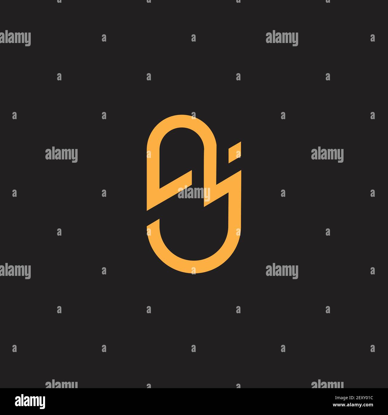 letter nj simple line geometric logo vector Stock Vector