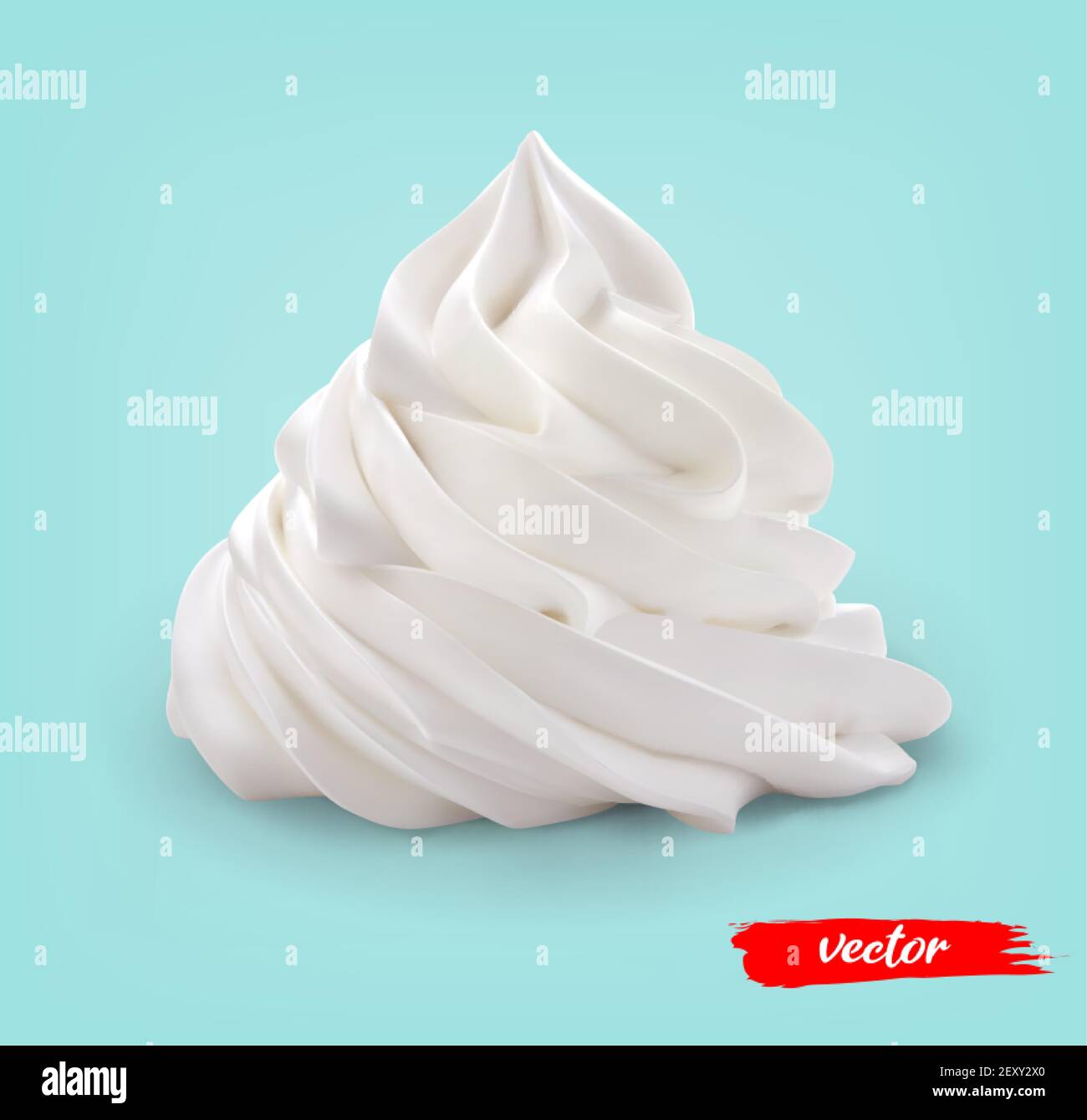 Whipped Cream swirl isolated on white background. 3d realistic vector