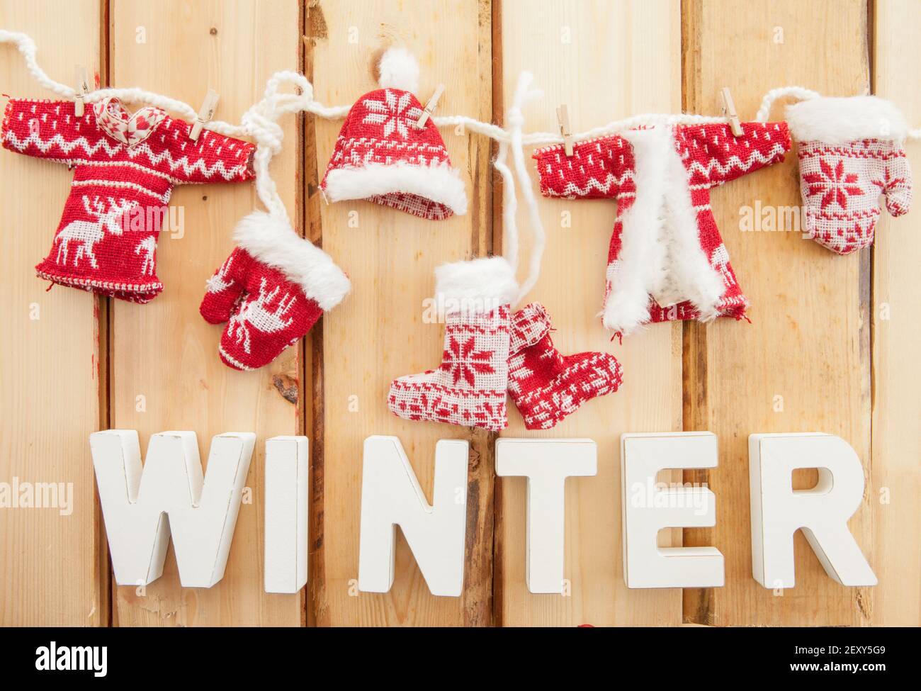 Colourful winter clothes Stock Photo