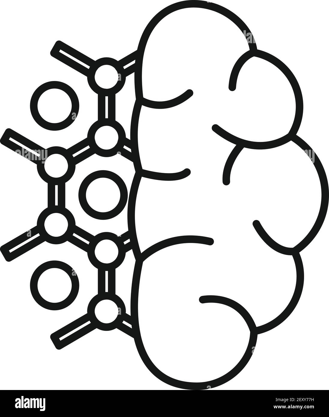 Brain nanotechnology icon, outline style Stock Vector