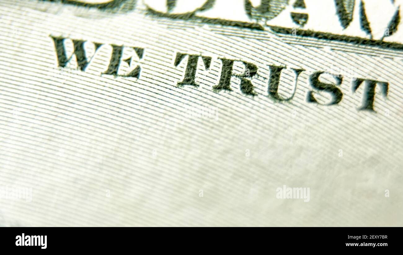 Macro close up of the US 100 dollar bill Stock Photo