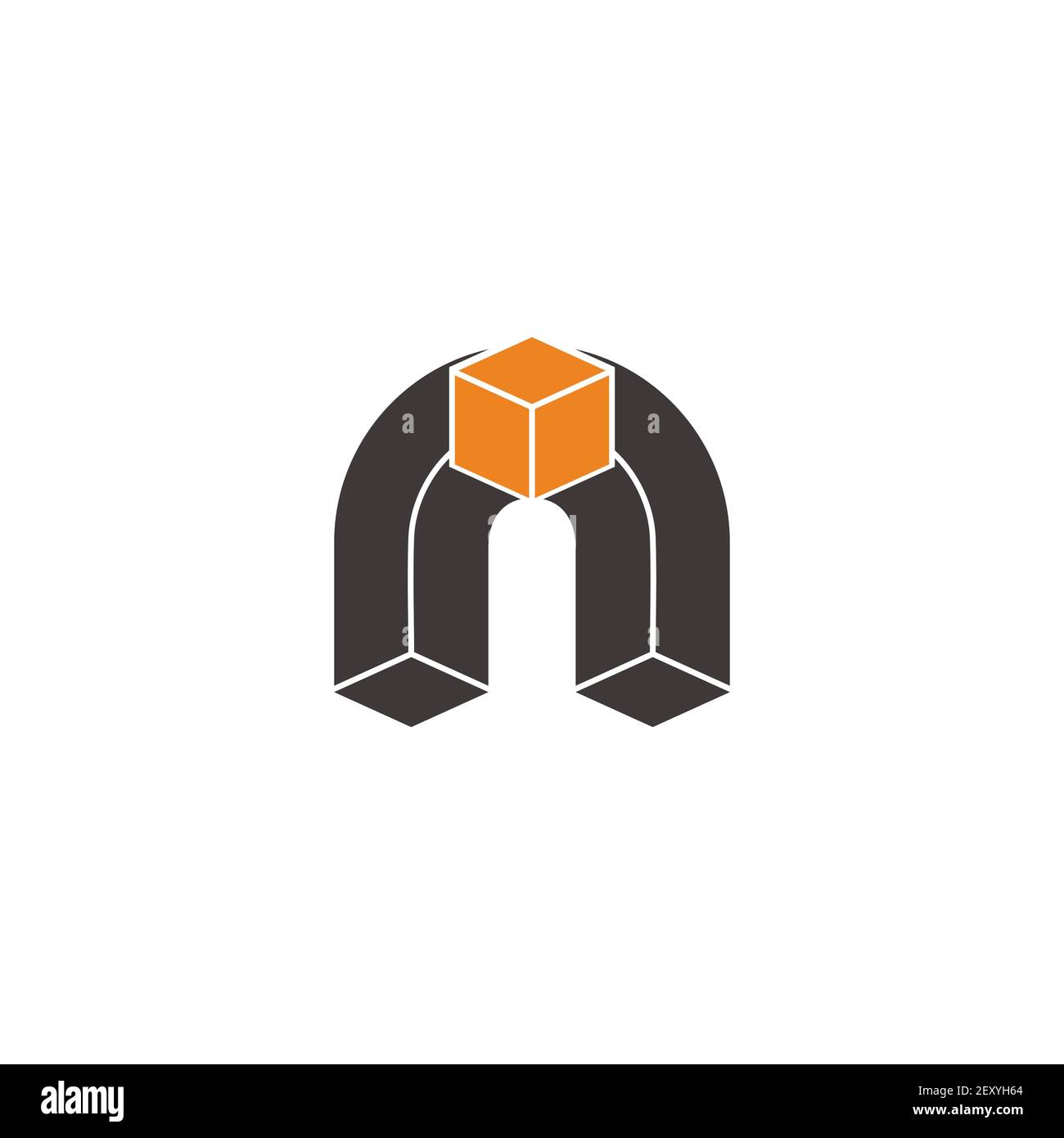 letter n carton box simple geometric flat 3d design logo vector Stock Vector