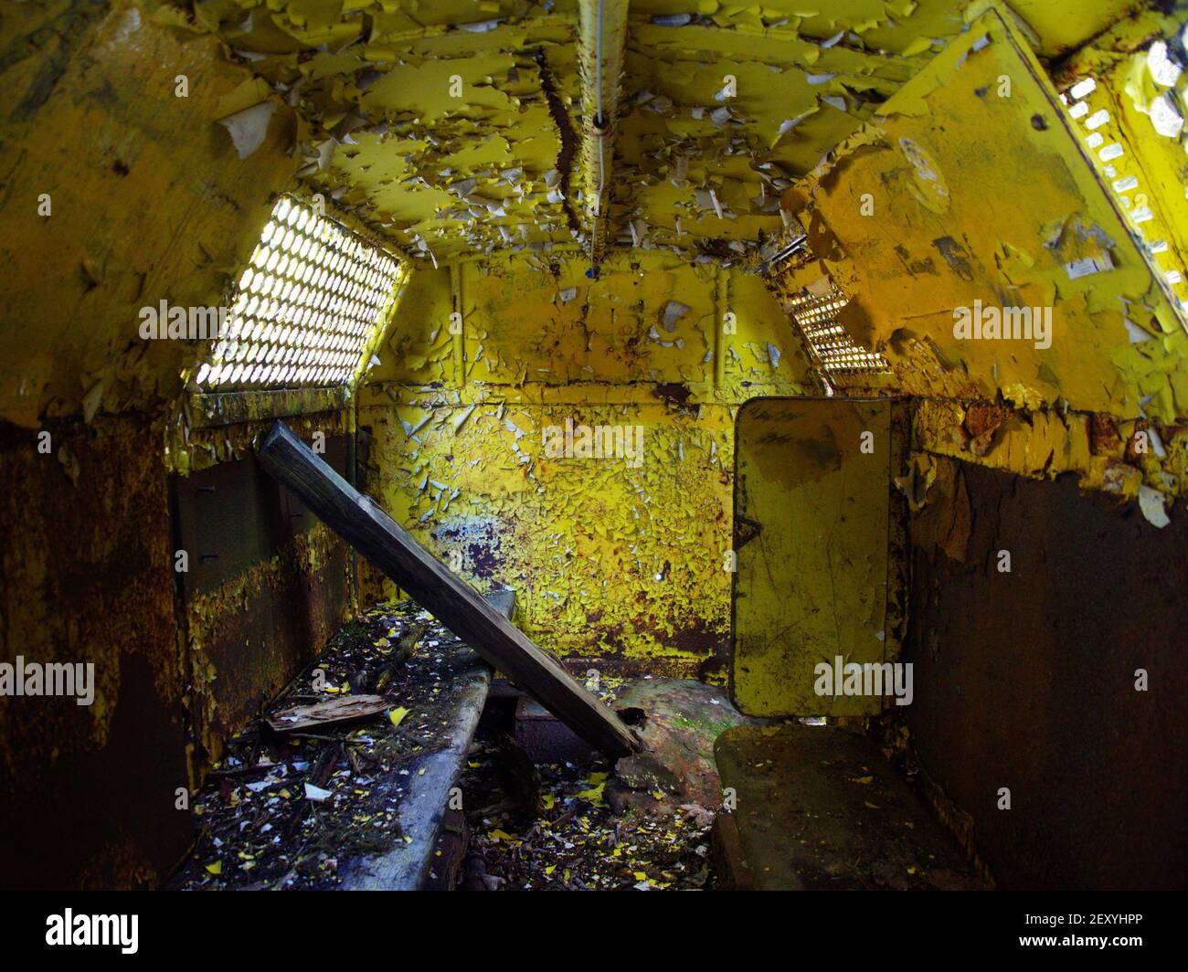 Inside an old mining lorry, black forest, Germany Stock Photo