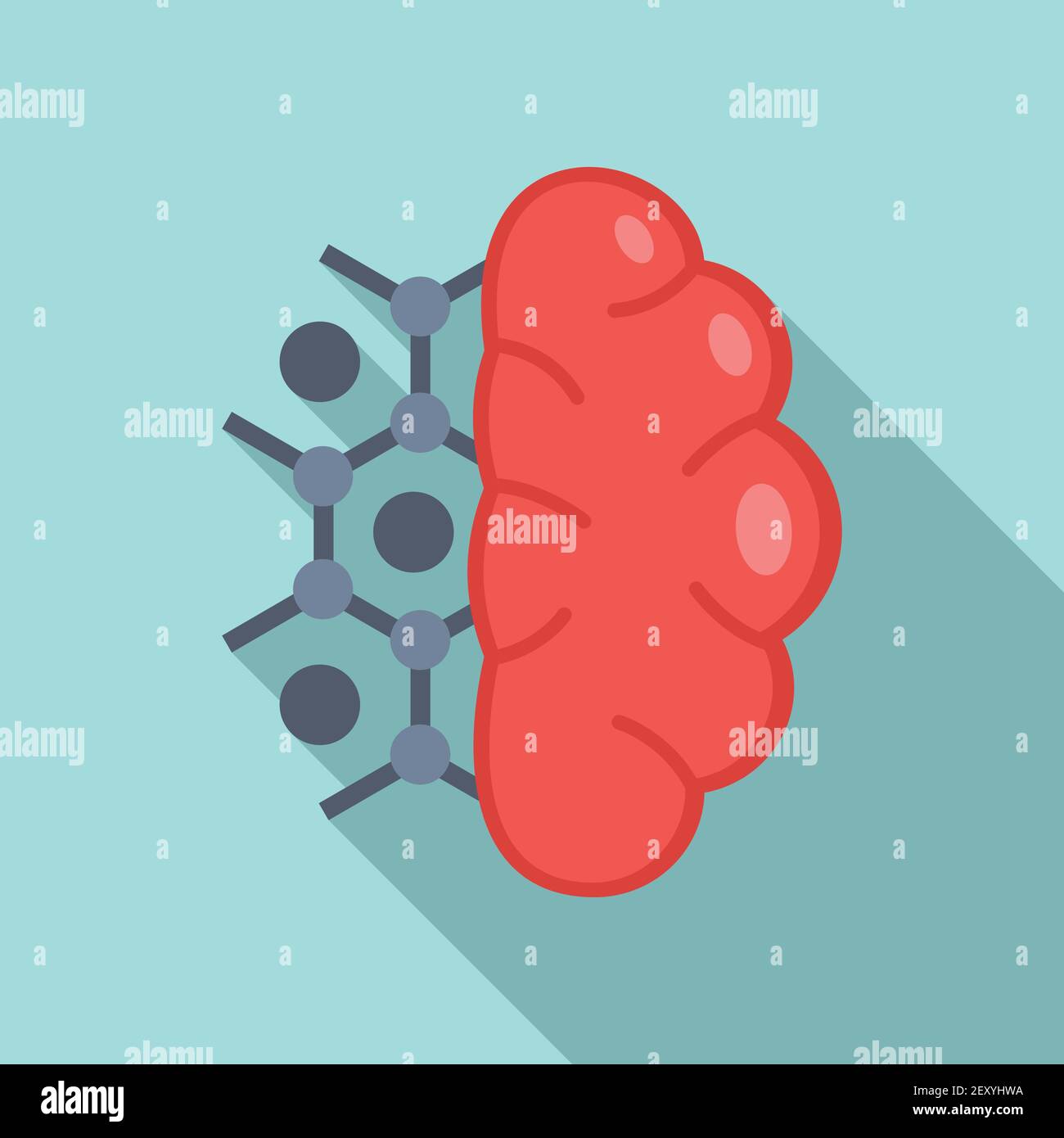 Brain nanotechnology icon, flat style Stock Vector