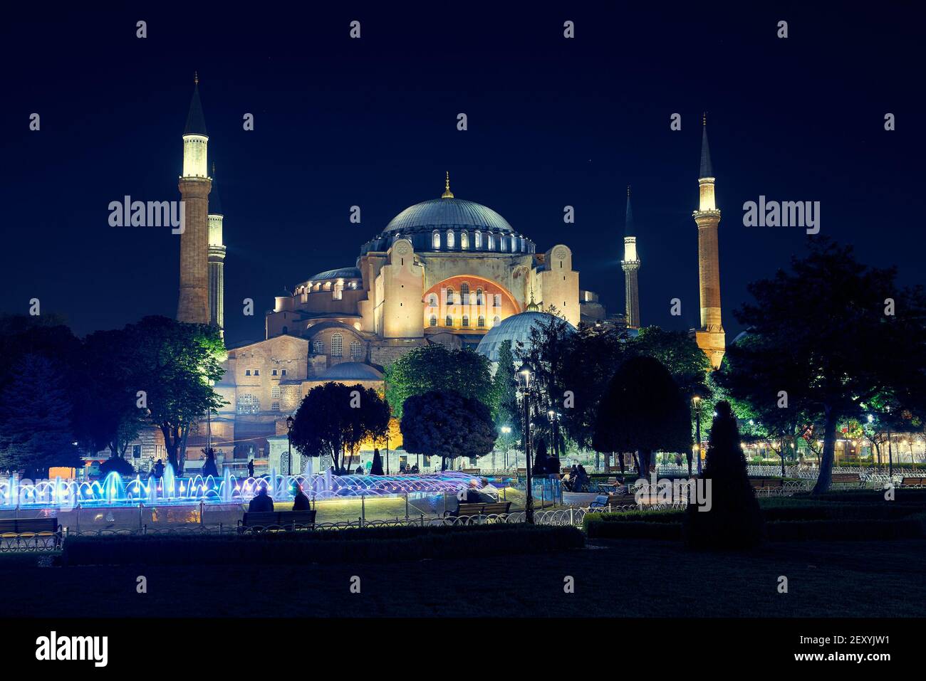 The Hagia Sophia in Istanbul at night Stock Photo - Alamy