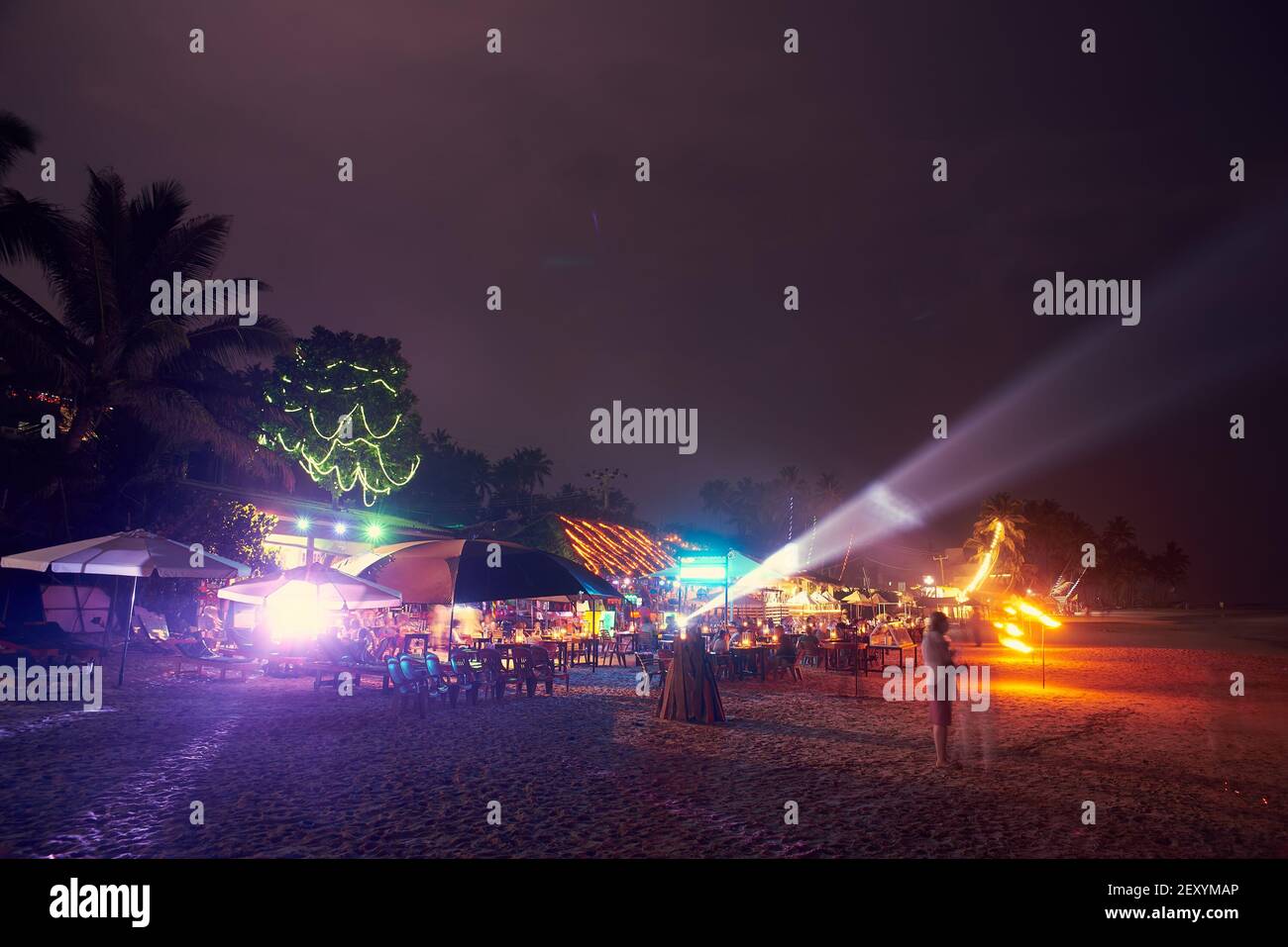 beach restaurants on the beach at night Stock Photo Alamy