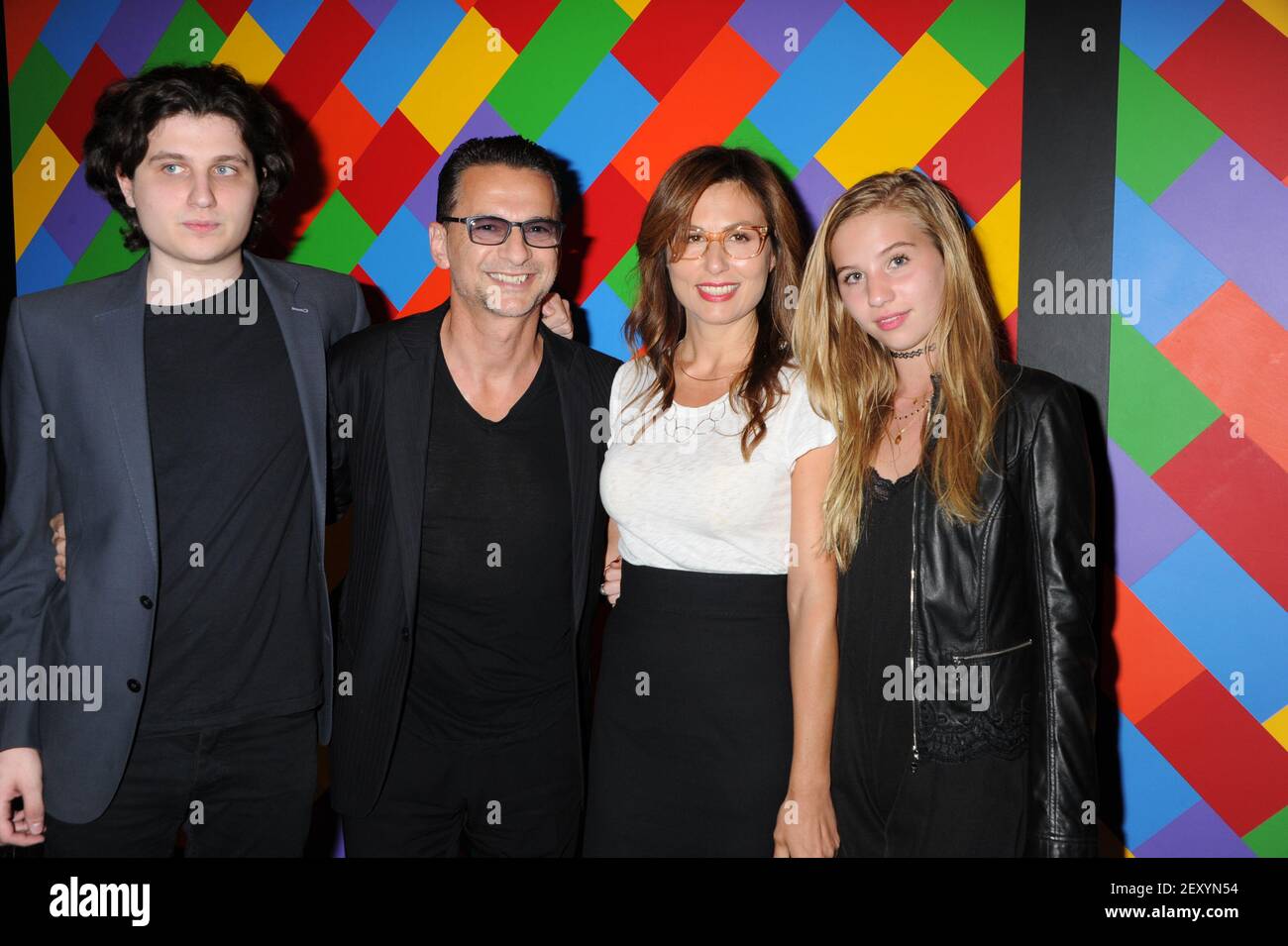 L-R: Jimmy Gahan, Dave Gahan, Jennifer Sklias, Stella Rose Gahan arrives to  the A Most Wanted Man New York Premiere, held at They Museum of Modern Art  in New York City, Tuesday,