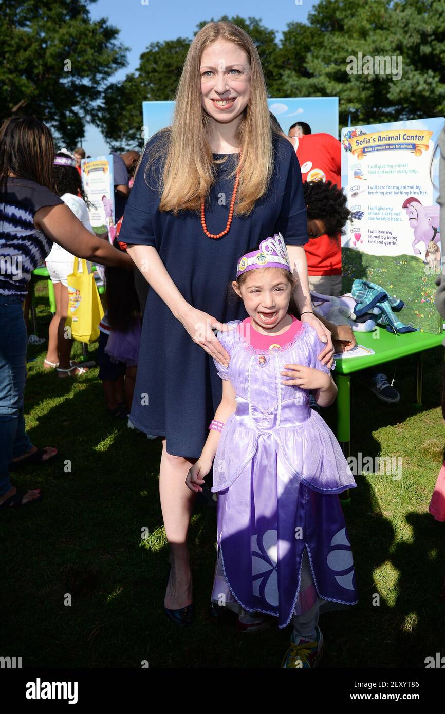Chelsea Clinton With A Child Attending The Disney Juniors