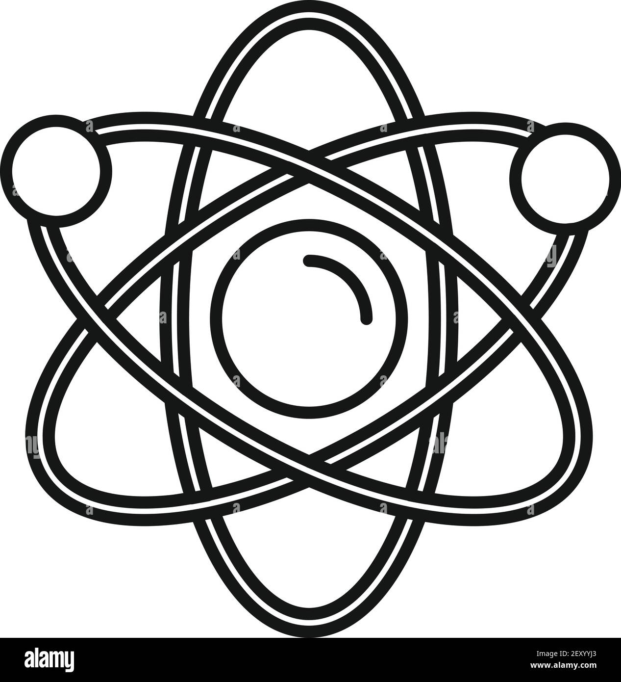 Nanotechnology atom icon, outline style Stock Vector
