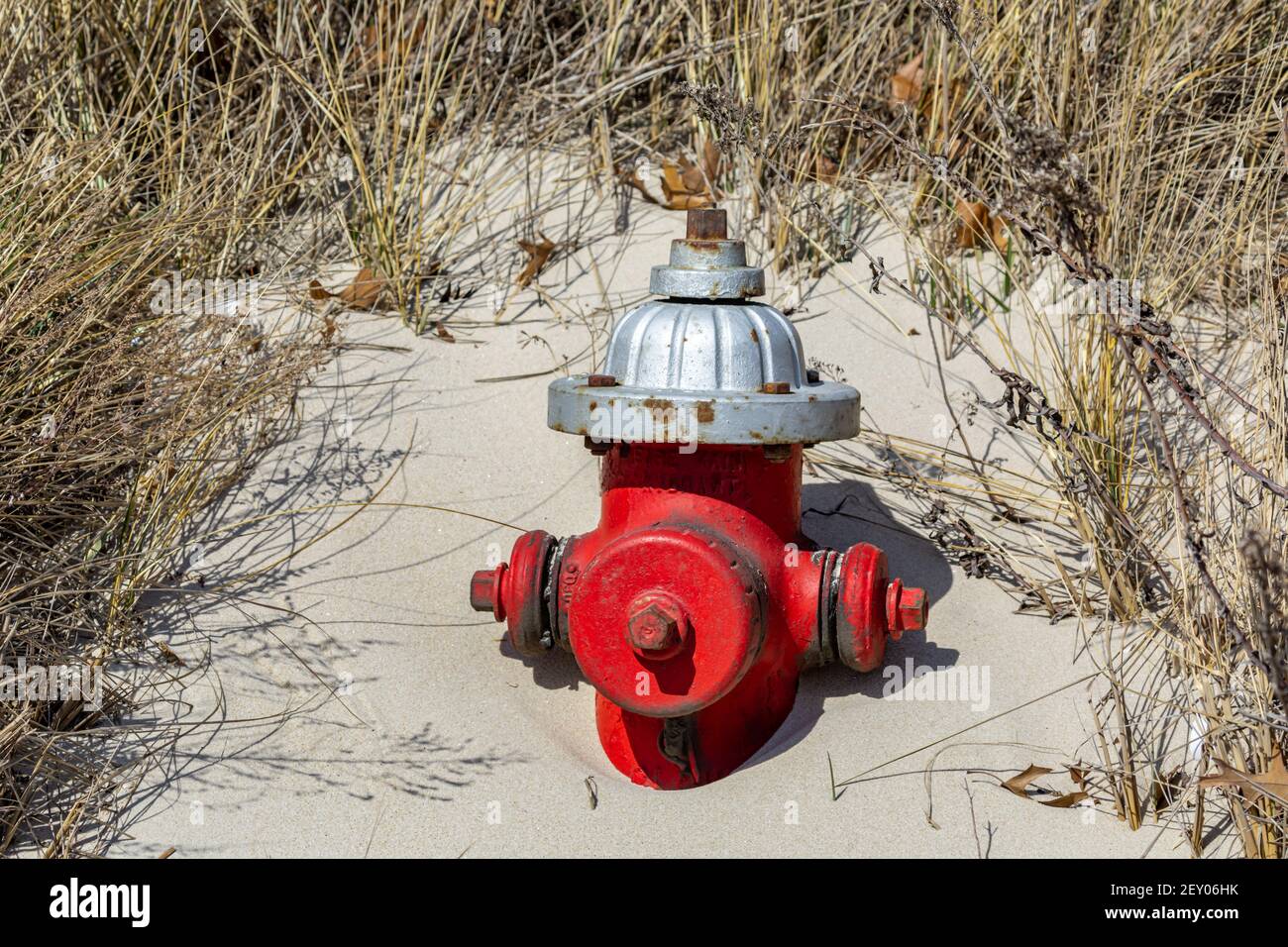 Red and silver fire hydrant hi-res stock photography and images