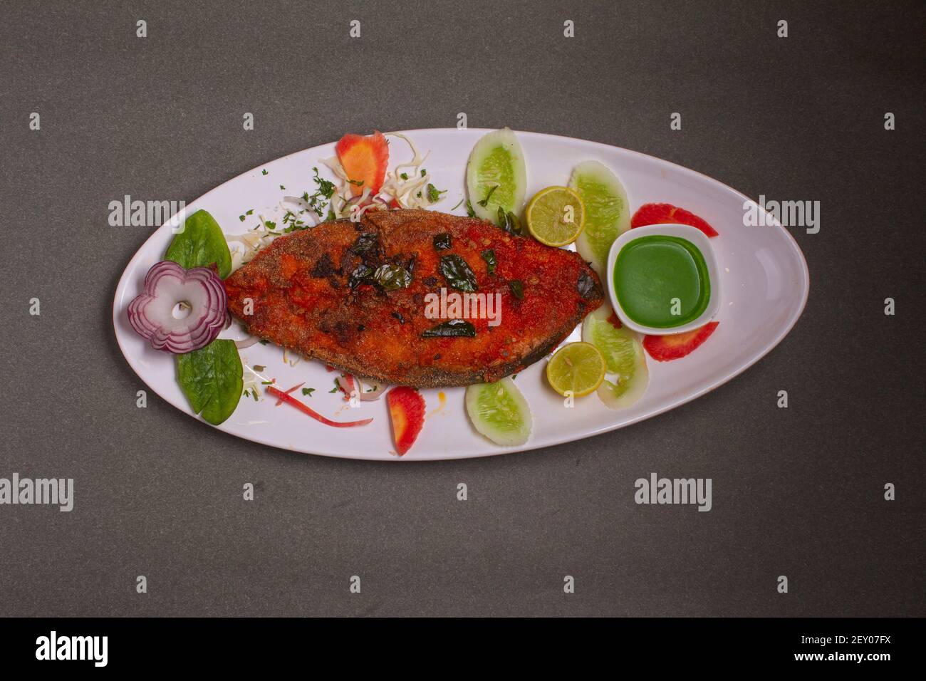 Fish Fry, Indian fish Surmai cooked with flour, semolina and spices to