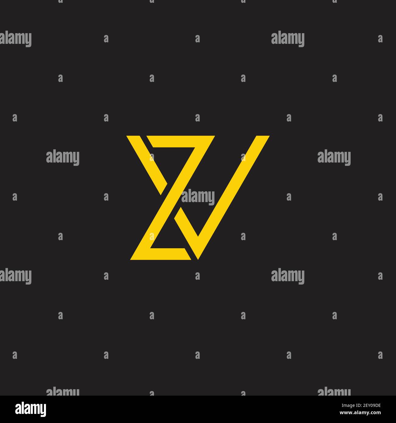 letter zv simple overlapping flat line geometric logo vector Stock Vector