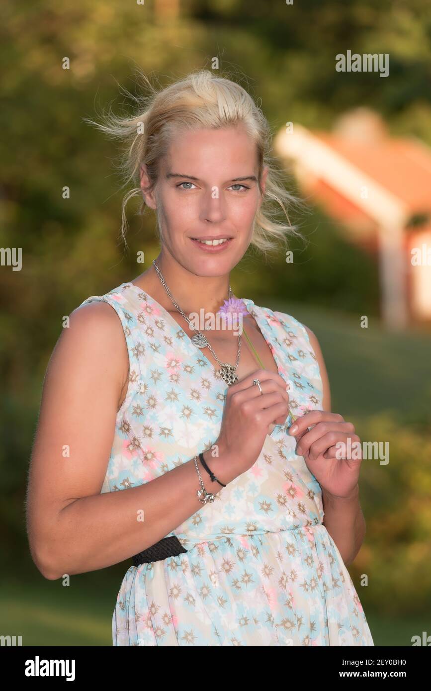 Attractive young female in Sweden Stock Photo