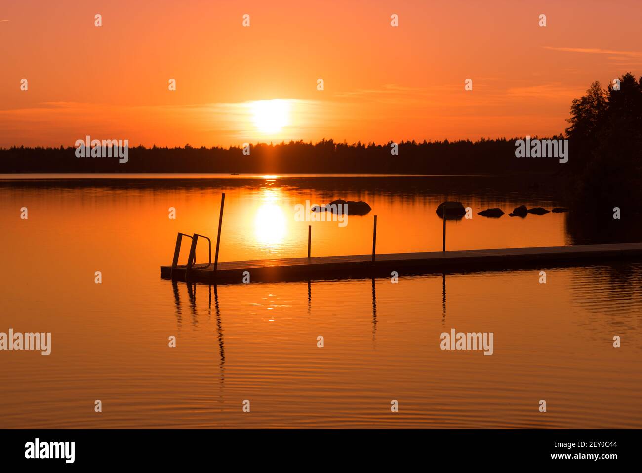 Lake at sunset Stock Photo