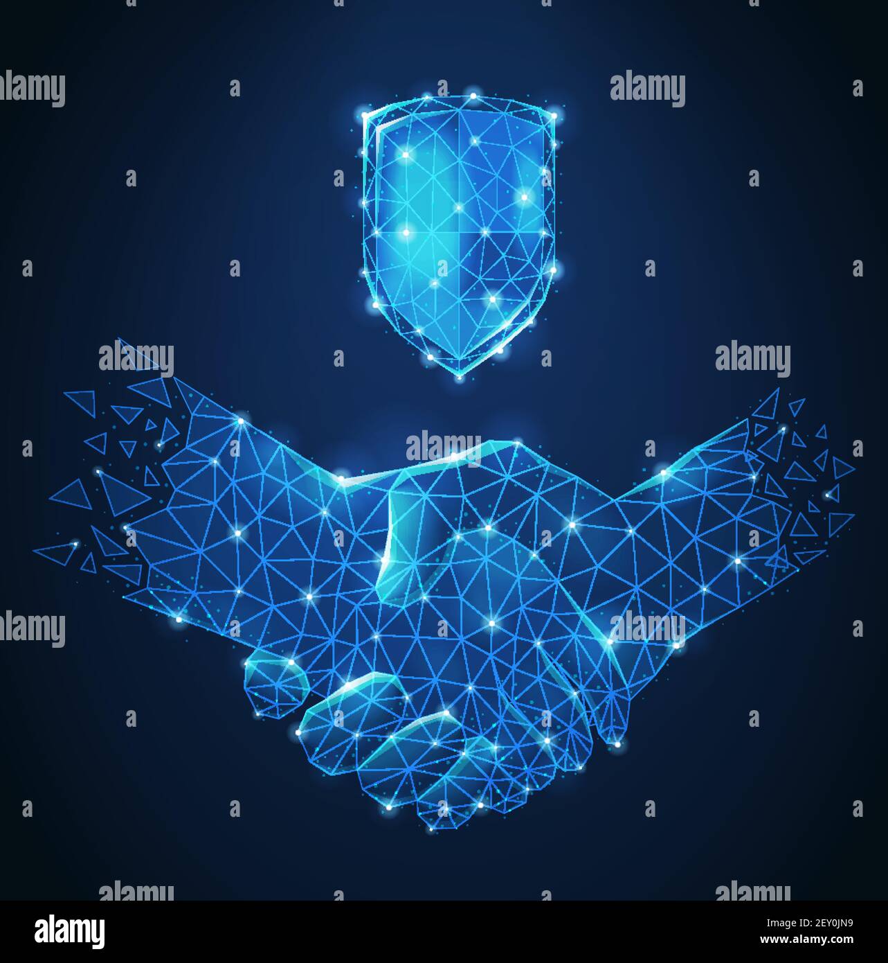 Polygonal wireframe handshake abstract blue composition as symbol ...