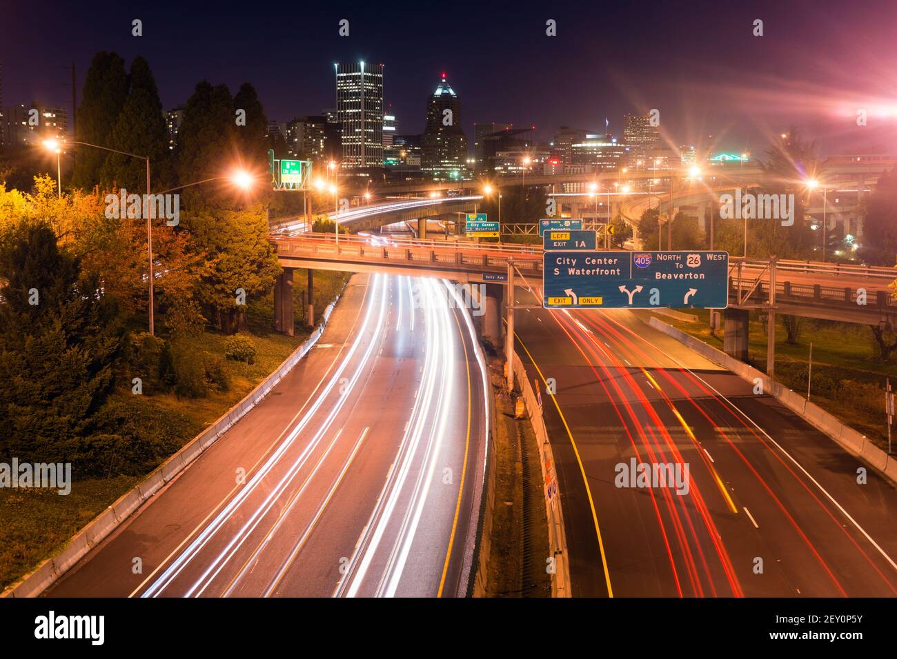 Interstate 5 Travels North Through Portland Oregon Downtown City Skyline Stock Photo - Alamy