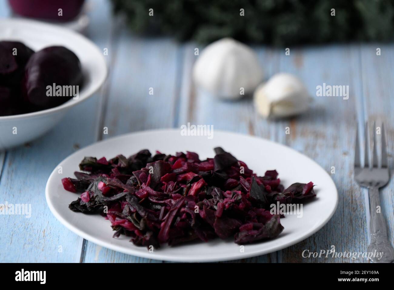 Food Photography of Beet Greens and Roots plated dishes Stock Photo - Alamy