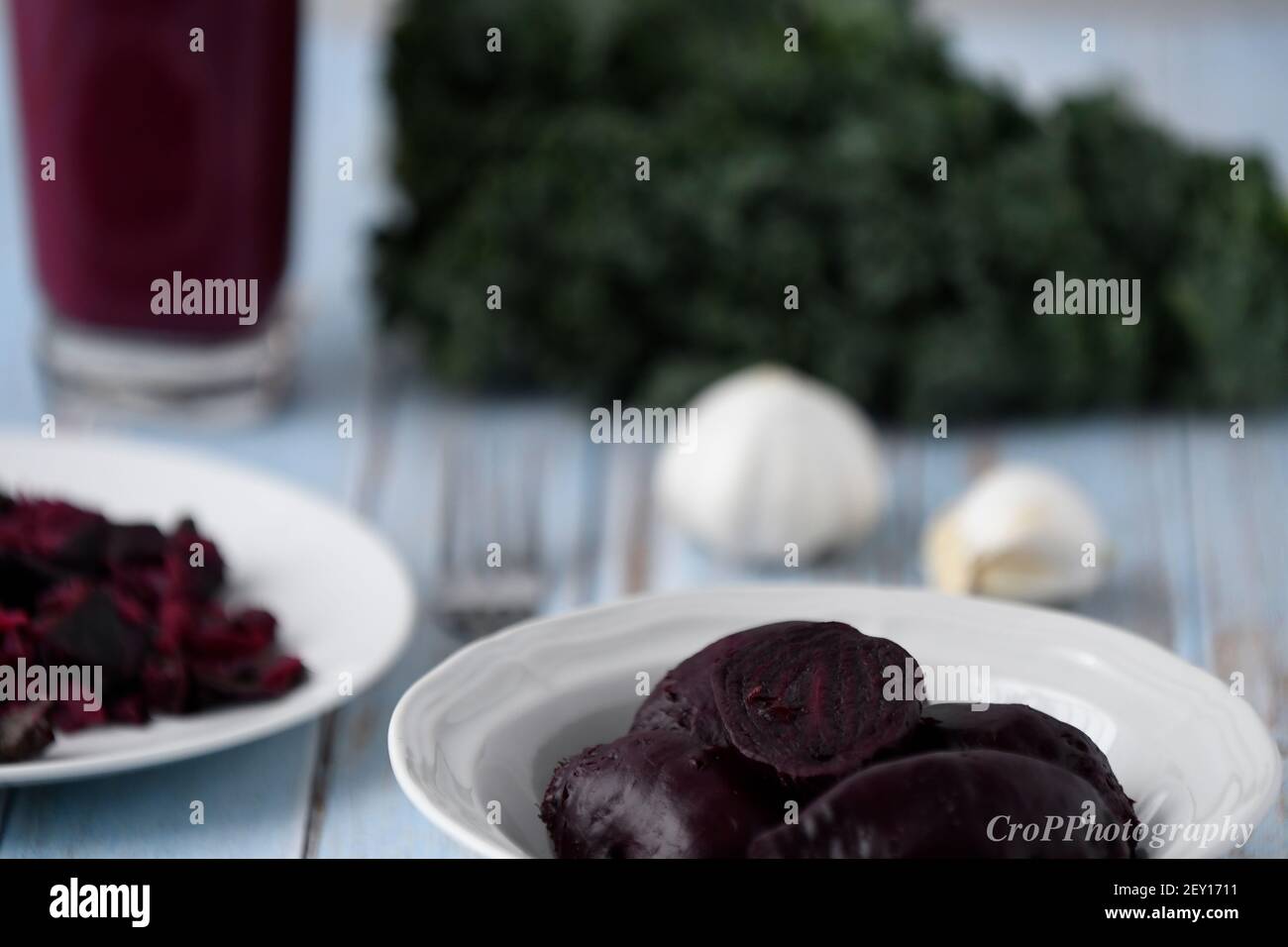Food Photography of Beet Greens and Roots plated dishes Stock Photo - Alamy