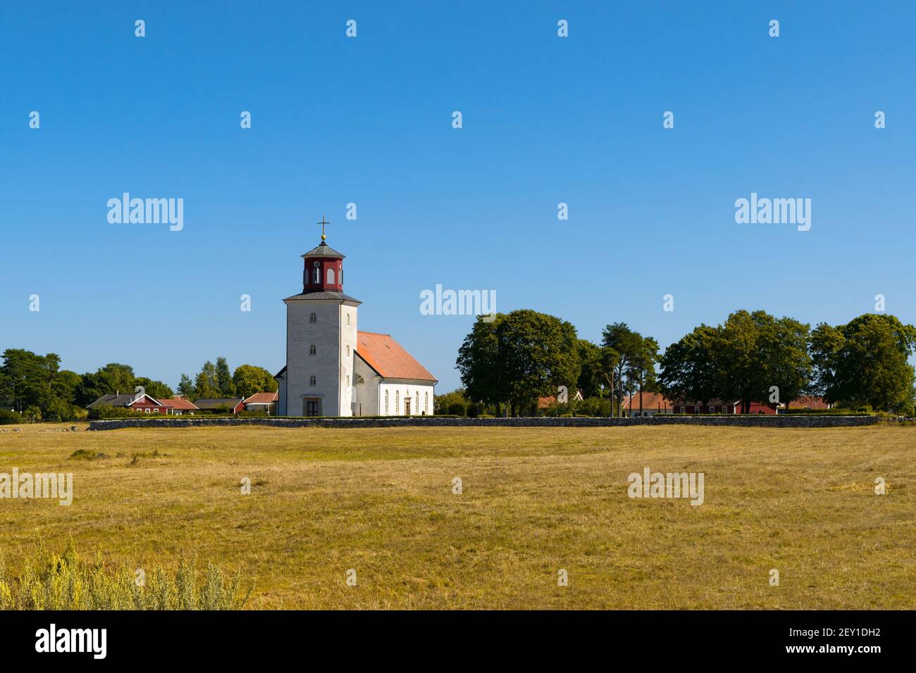 Church in the village Gardby on the island Oeland, Sweden Stock Photo