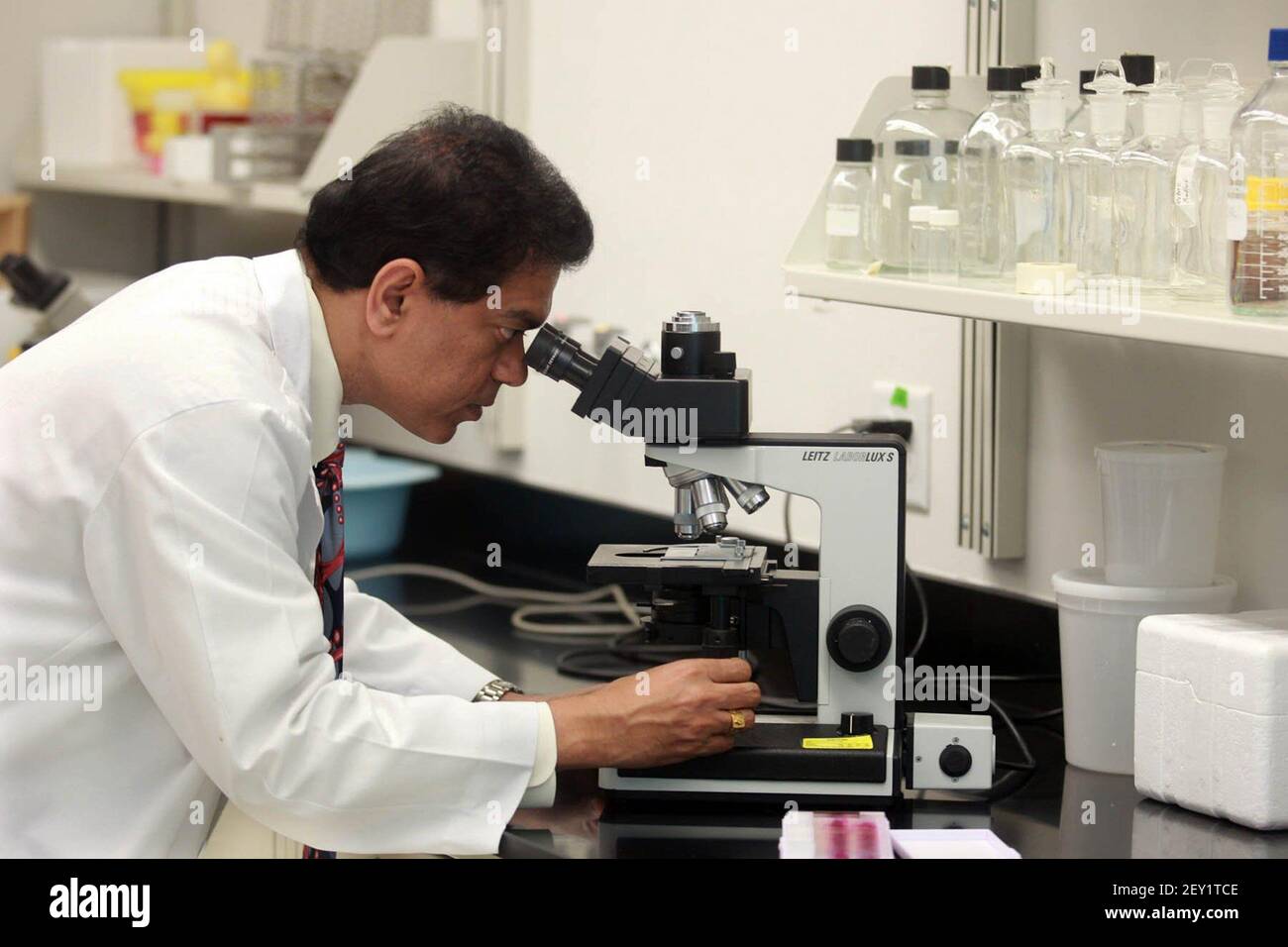 Dr. Dileep Yavagal works in the stem cell stroke basic science lab Aug ...