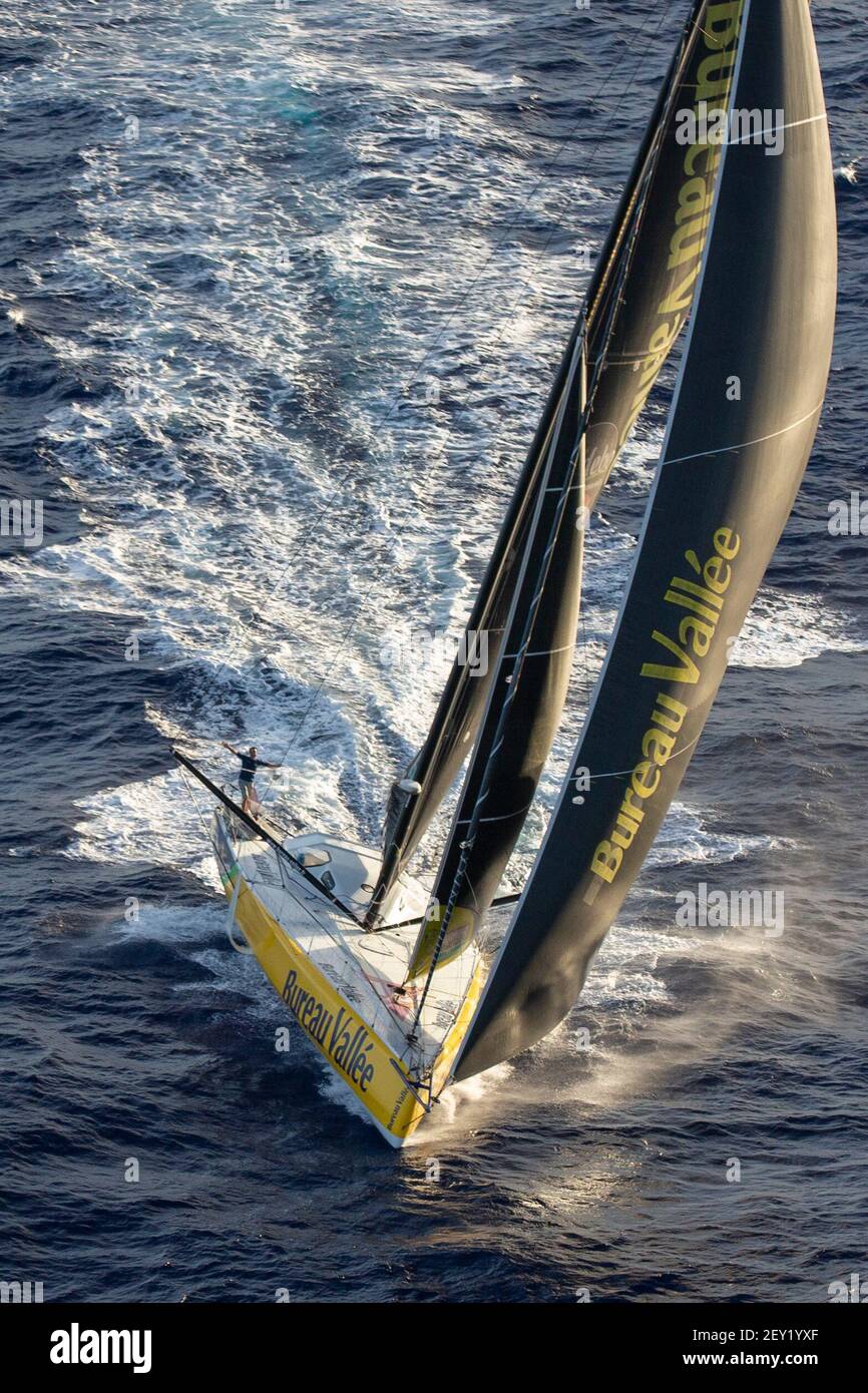 Louis Burton (fra) sailing on the Imoca Bureau Vallée 2 during the  2020-2021 Vendée Globe, 9th edition of the solo non-stop round the world  yacht race, on January 15, 2021 off to