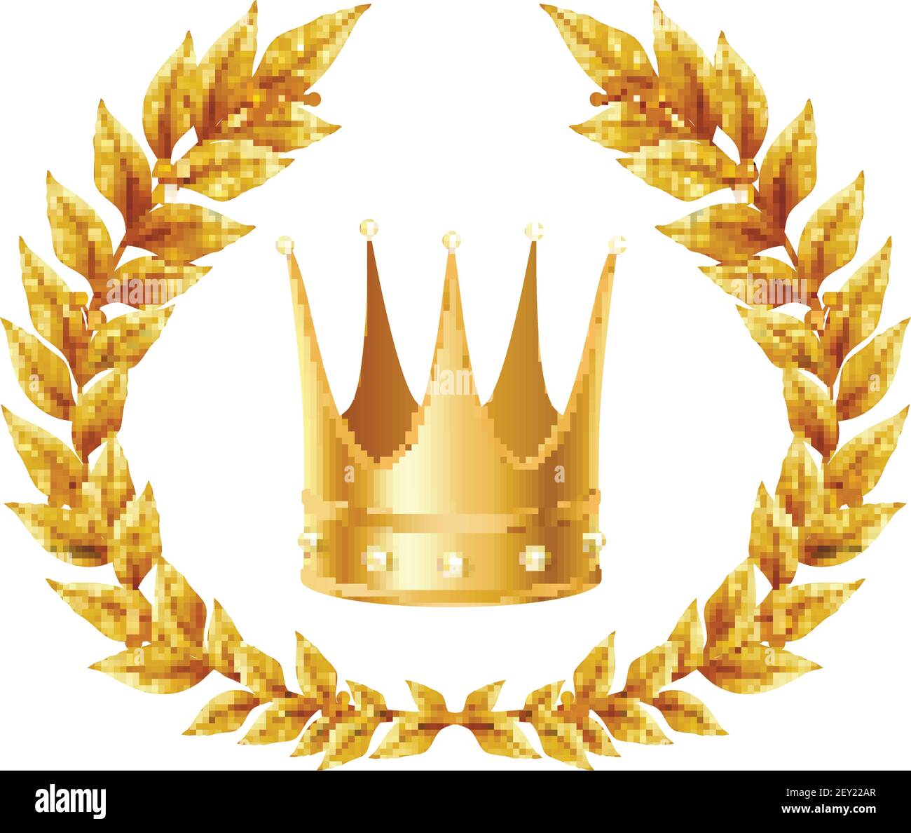 Realistic design concept with golden laurel wreath and crown on white ...