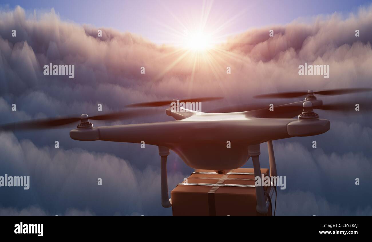 3d delivery drone package on hi-res stock photography and images - Alamy