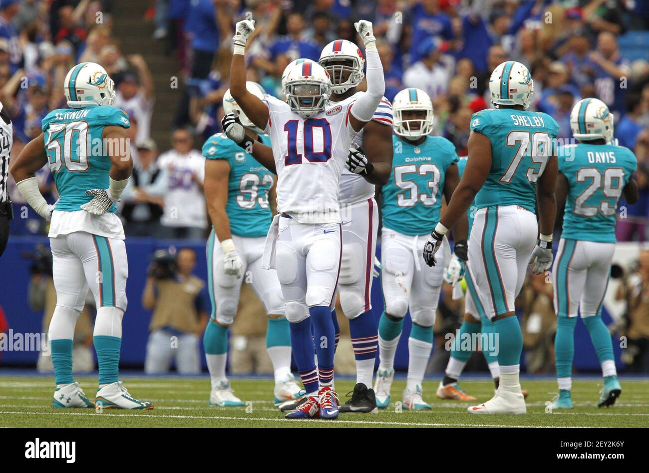 Buffalo Bills' Robert Royal celebrates his touchdown against the