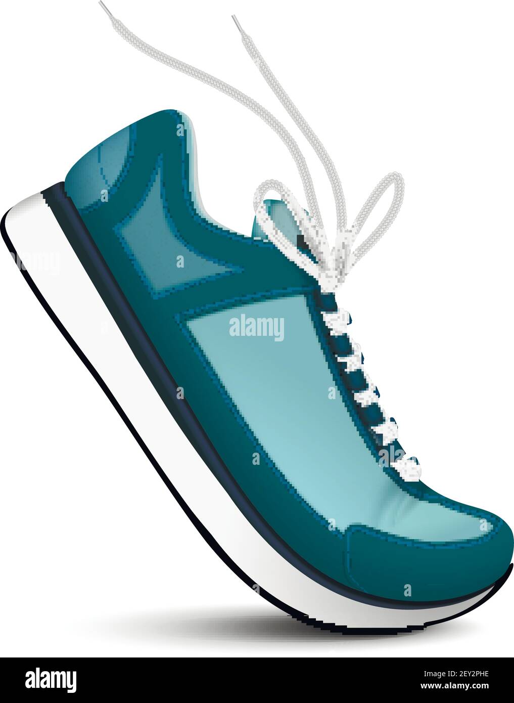 Modern sport sneakers of blue color with white shoelaces realistic single image on white background isolated vector illustration Stock Vector