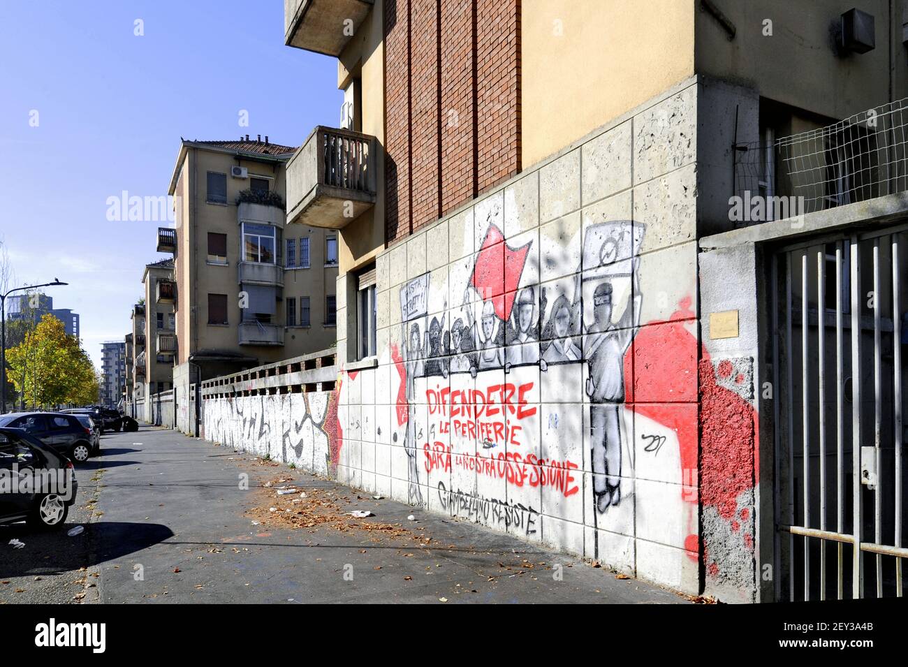 Milan (Italy) political graffiti in Giambellino district Stock Photo