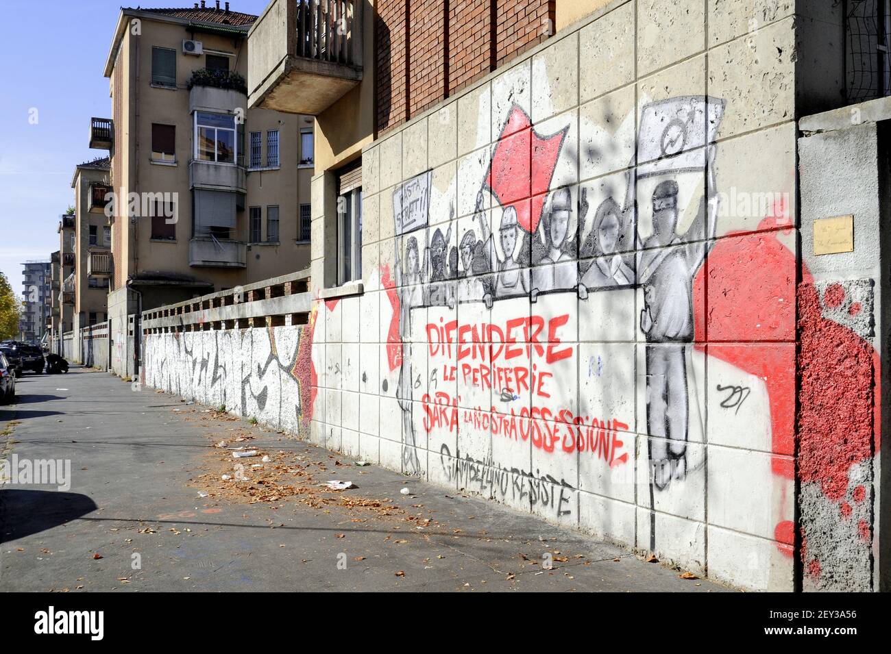 Milan (Italy) political graffiti in  Giambellino district Stock Photo