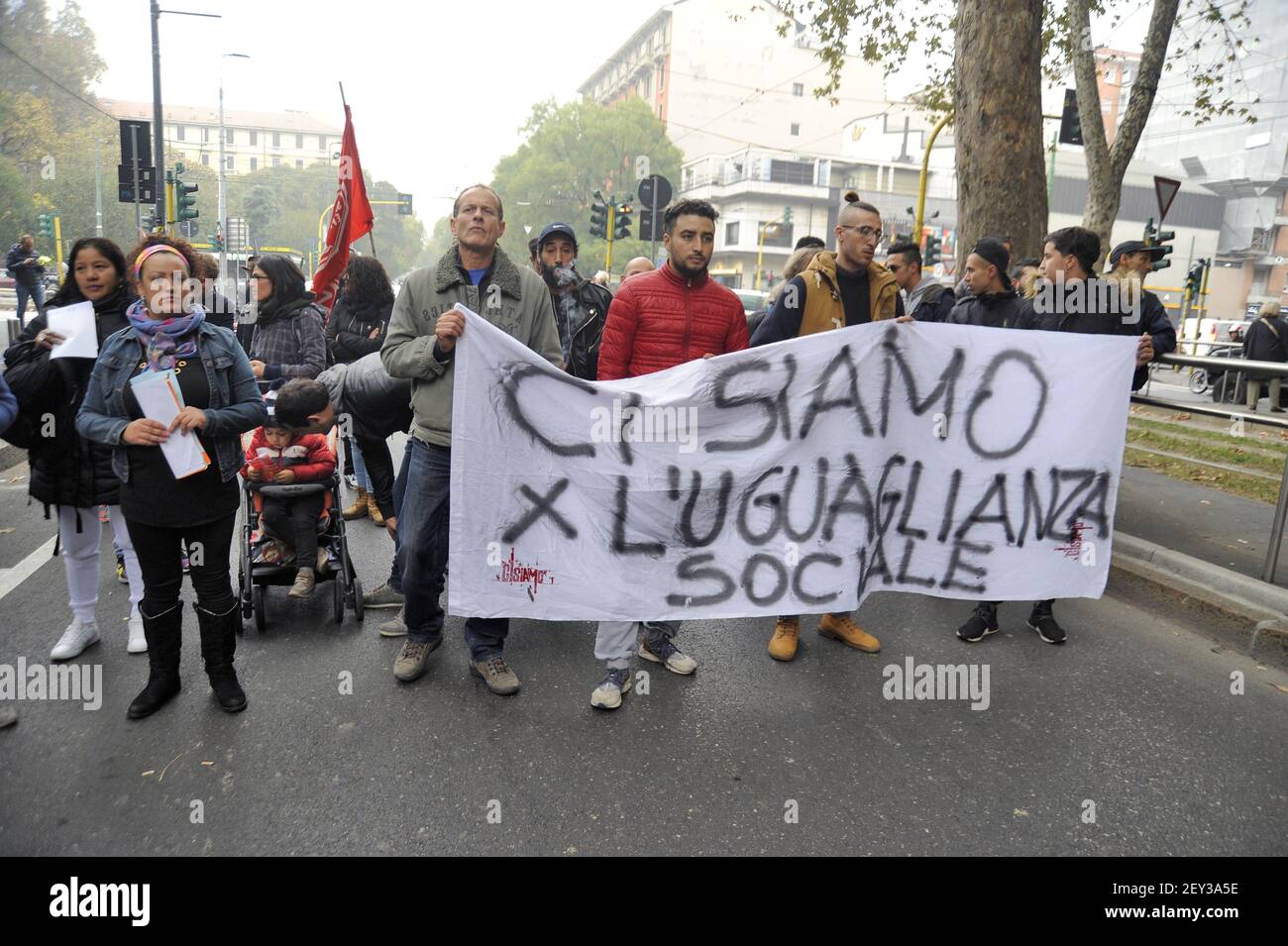 Milan (Italy), Giambellino district, demonstration of inhabitants against degradation Stock Photo