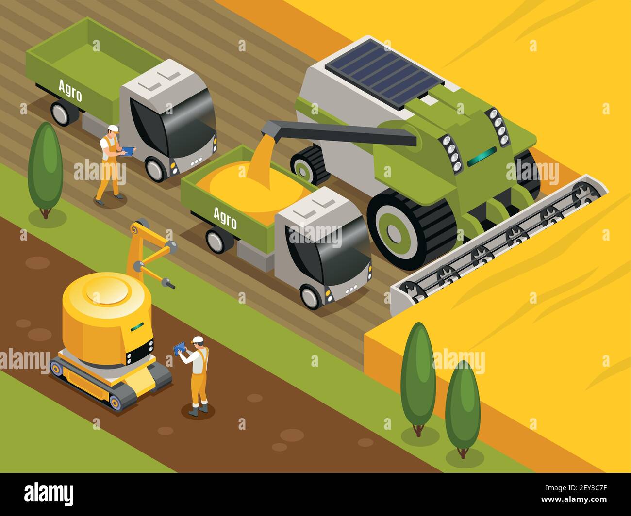 Agricultural robots isometric composition with automated remote ...