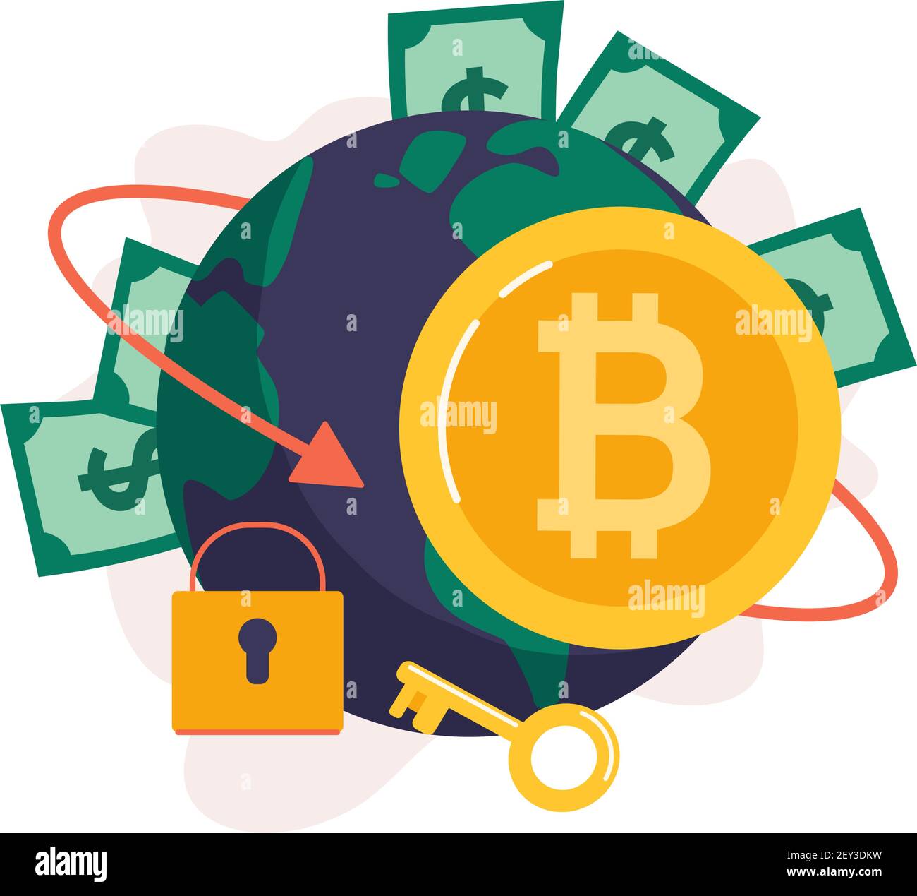 Bitcoin coin on the background of the planet. Blockchain technologies,  bitcoins, altcoins, finance, digital money market, cryptocurrency. Vector  illustration, concept..flat style Stock Vector Image & Art - Alamy