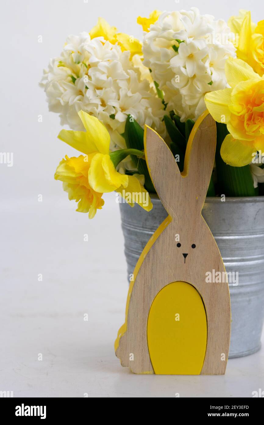 Easter scene with colored eggs Stock Photo - Alamy