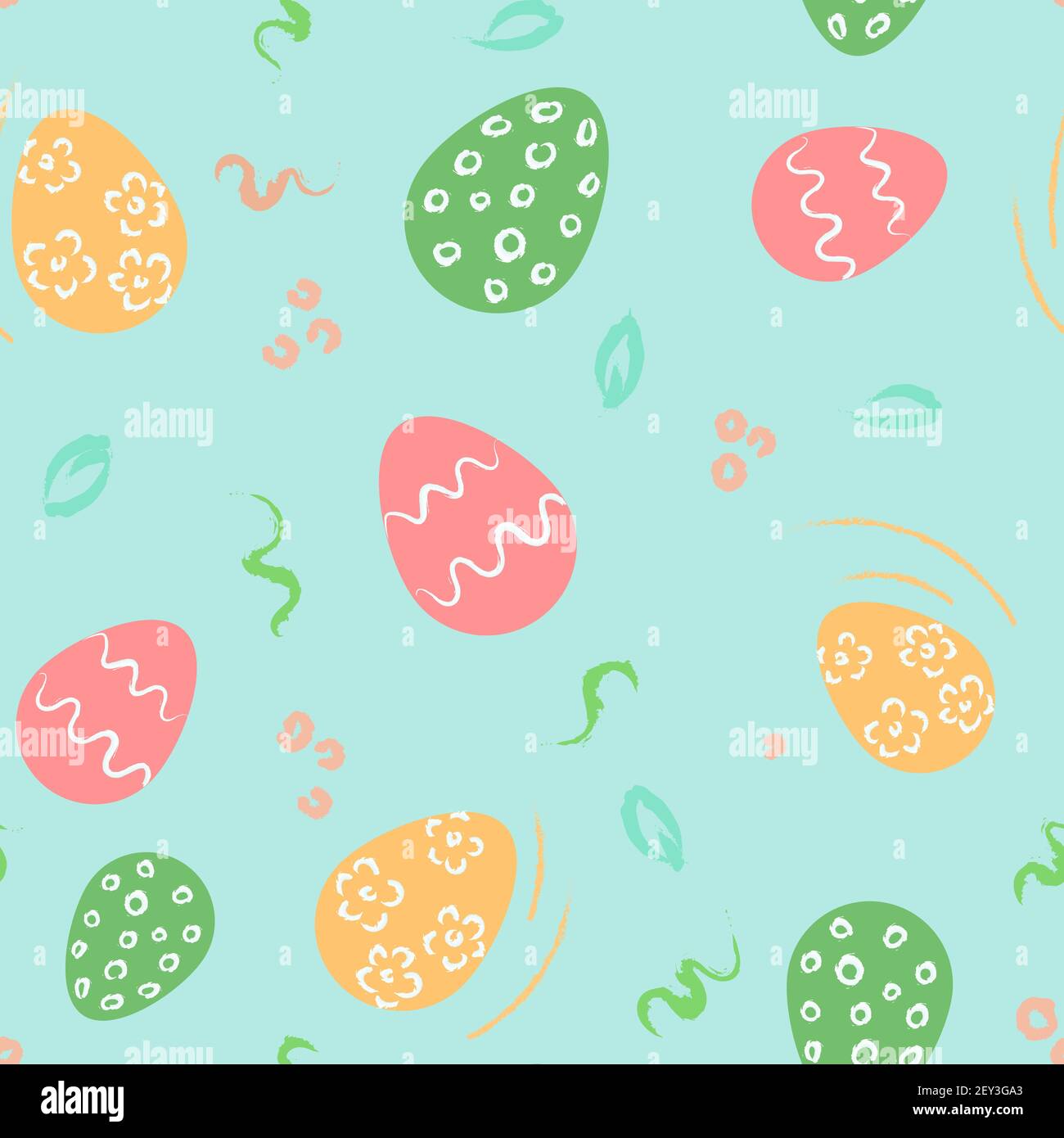 Vector Easter pattern with colored eggs on blue background Stock Vector