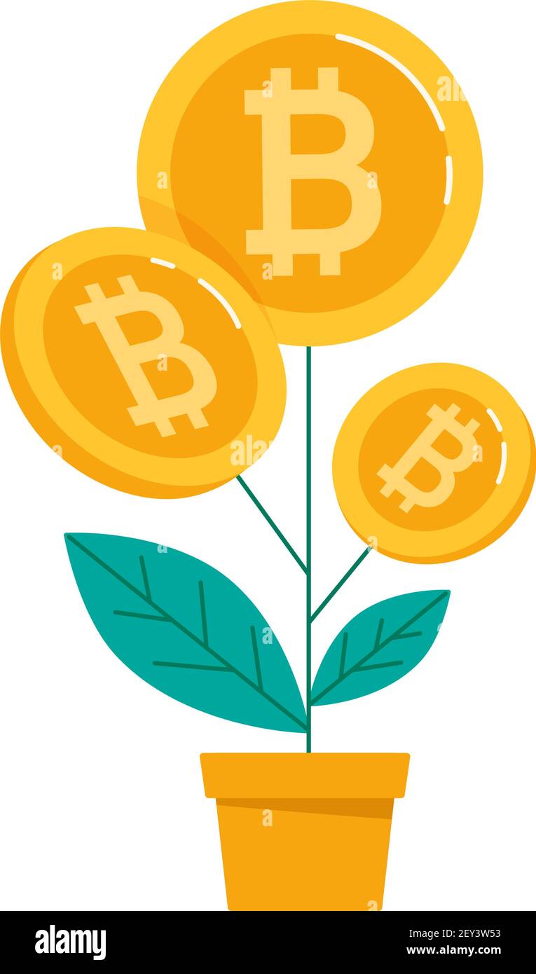 Growing bitcoin, growth concept. Blockchain technologies cryptocurrency  coins. Vector Stock Vector Image & Art - Alamy