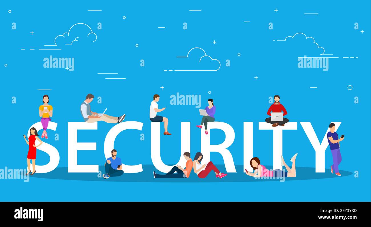 Security concept people using mobile gadgets Stock Vector