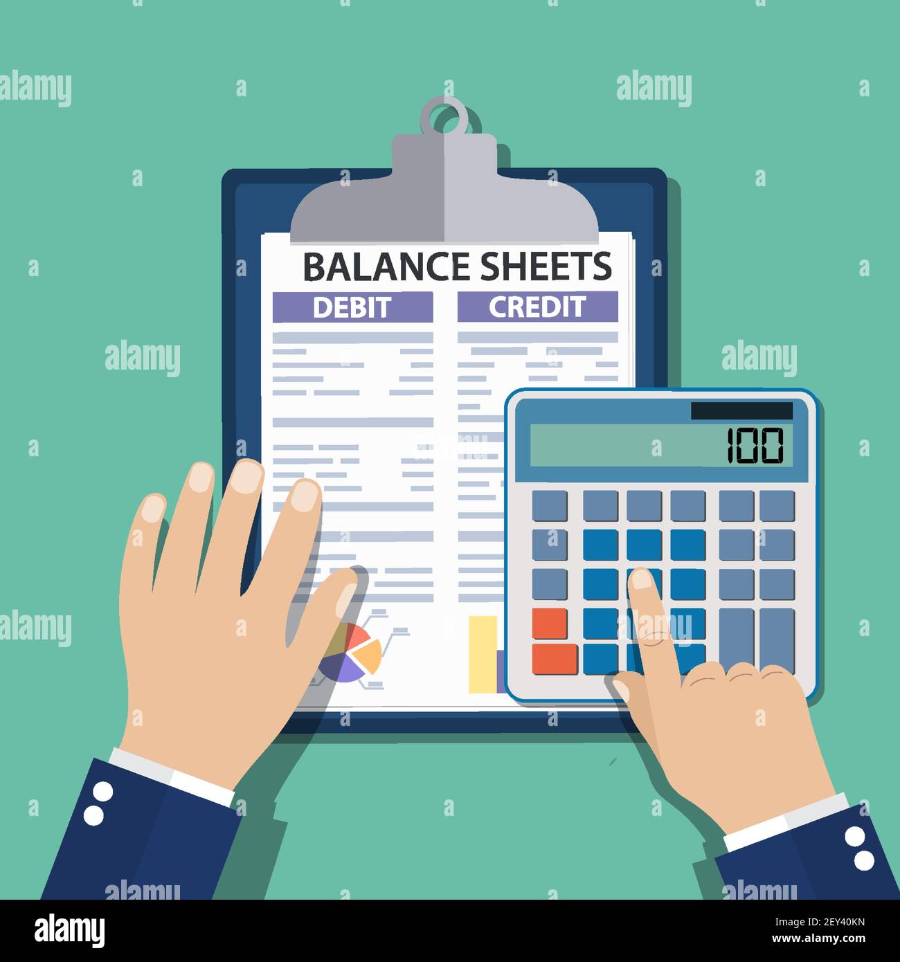 Accountant with report and a calculator Stock Vector