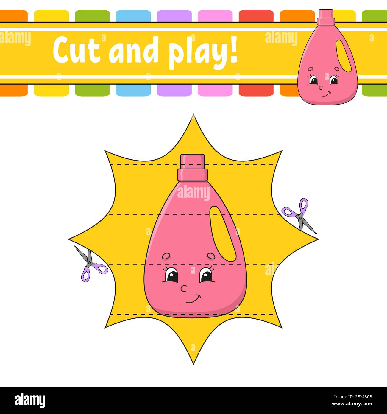 Cut and play. Educational activity worksheet for kids and toddlers. Game  for children. Happy characters. Simple flat color isolated vector  illustratio Stock Vector Image & Art - Alamy