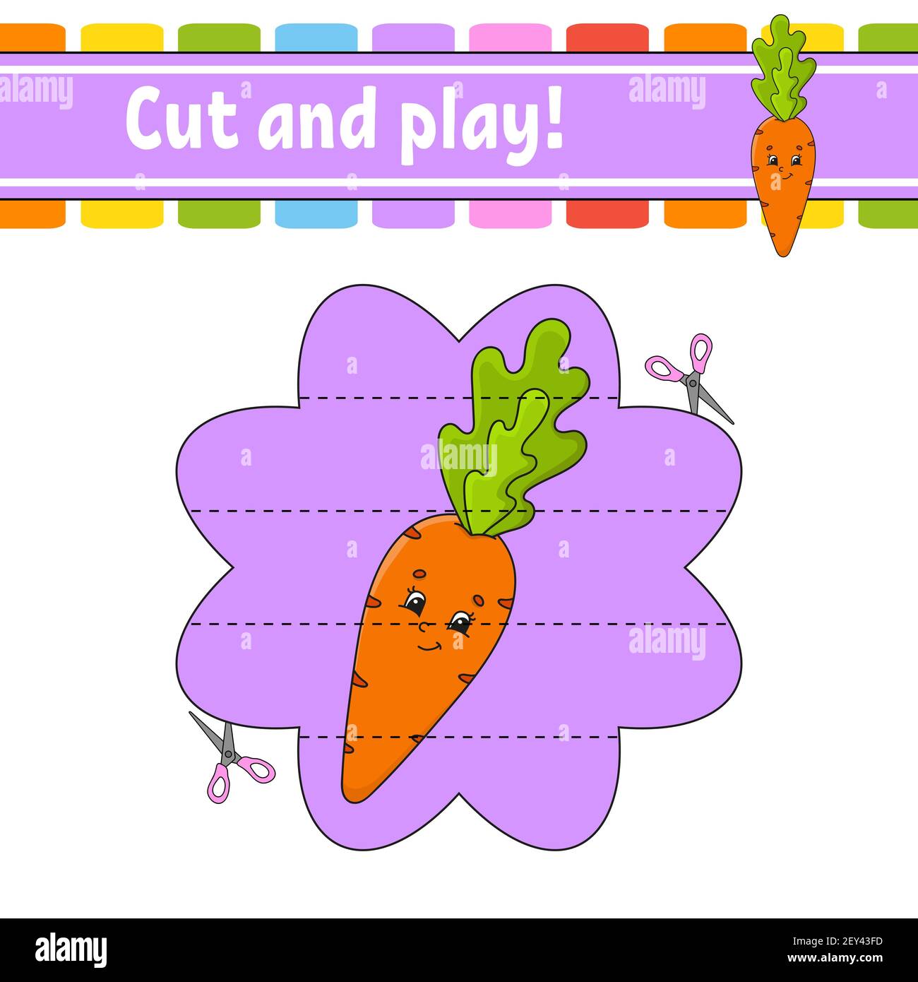 Cut and play. Educational activity worksheet for kids and toddlers. Game  for children. Happy characters. Simple flat color isolated vector  illustratio Stock Vector Image & Art - Alamy